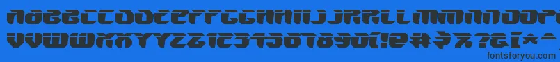 V5AmponWarped-Schriftart – Schwarze Schriften auf blauem Hintergrund