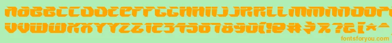 V5AmponWarped-Schriftart – Orangefarbene Schriften auf grünem Hintergrund