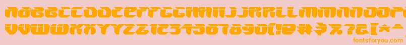 V5AmponWarped-Schriftart – Orangefarbene Schriften auf rosa Hintergrund