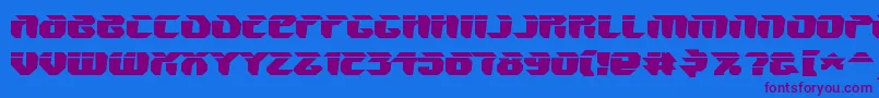 V5AmponWarped-Schriftart – Violette Schriften auf blauem Hintergrund