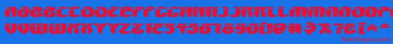 V5AmponWarped Font – Red Fonts on Blue Background