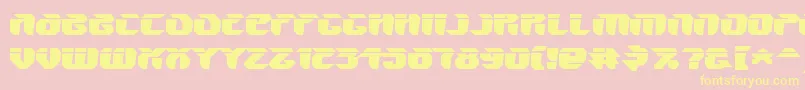 V5AmponWarped-Schriftart – Gelbe Schriften auf rosa Hintergrund