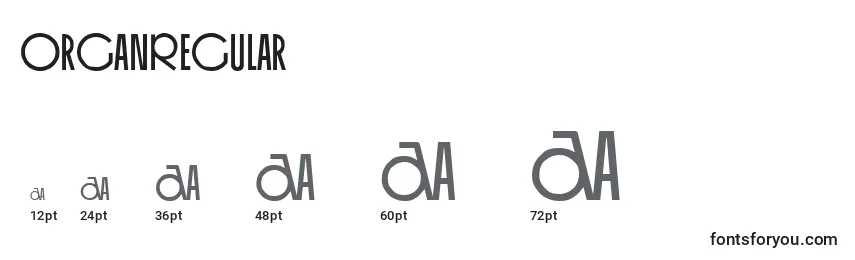 OrganRegular Font Sizes