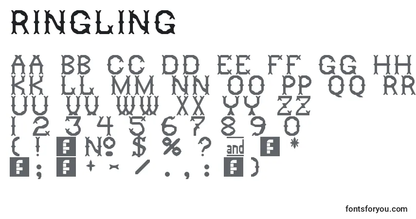 A fonte Ringling – alfabeto, números, caracteres especiais
