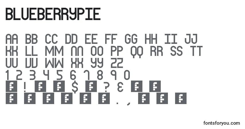 Czcionka BlueberryPie – alfabet, cyfry, specjalne znaki