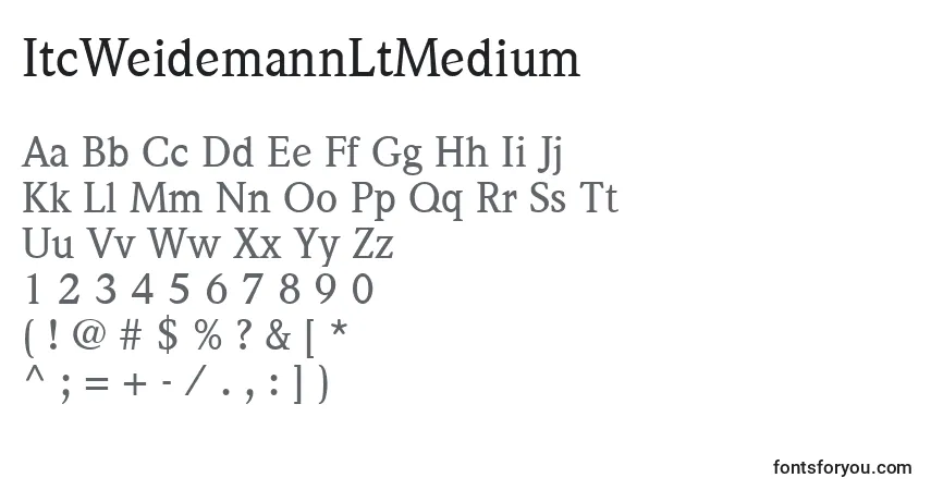 A fonte ItcWeidemannLtMedium – alfabeto, números, caracteres especiais