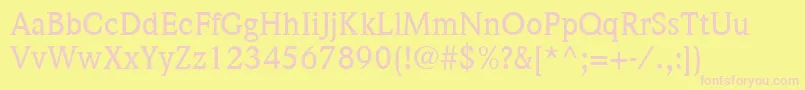 ItcWeidemannLtMedium-fontti – vaaleanpunaiset fontit keltaisella taustalla