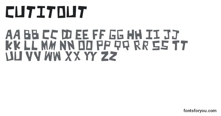 Schriftart CutItOut – Alphabet, Zahlen, spezielle Symbole