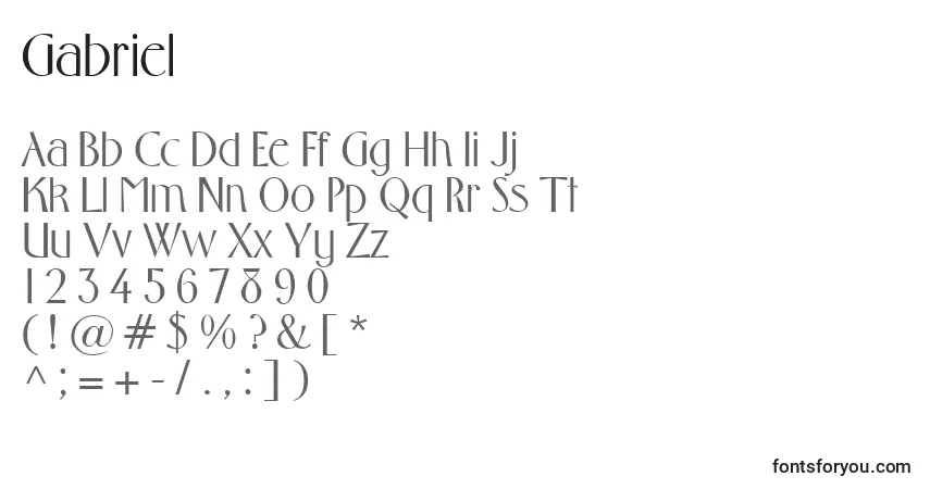 A fonte Gabriel – alfabeto, números, caracteres especiais