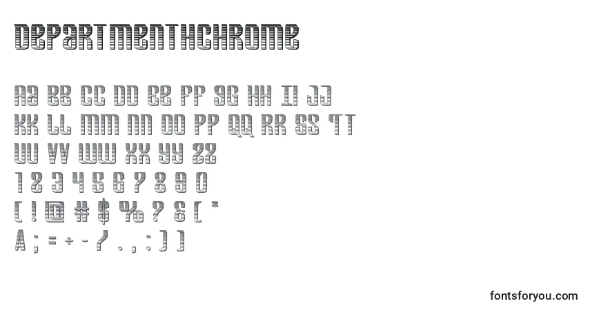 A fonte Departmenthchrome – alfabeto, números, caracteres especiais