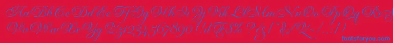 GravuraLetPlain.1.0-Schriftart – Blaue Schriften auf rotem Hintergrund