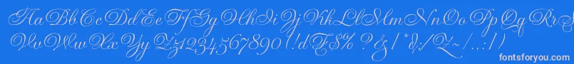 GravuraLetPlain.1.0 Font – Pink Fonts on Blue Background