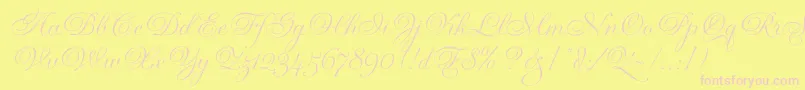 GravuraLetPlain.1.0 Font – Pink Fonts on Yellow Background