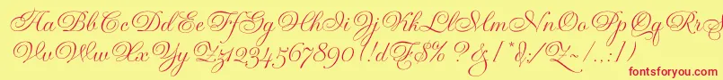 GravuraLetPlain.1.0-Schriftart – Rote Schriften auf gelbem Hintergrund