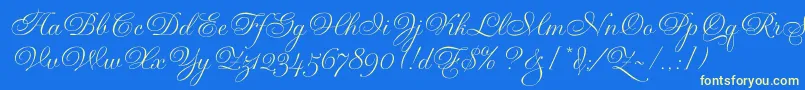 GravuraLetPlain.1.0-Schriftart – Gelbe Schriften auf blauem Hintergrund