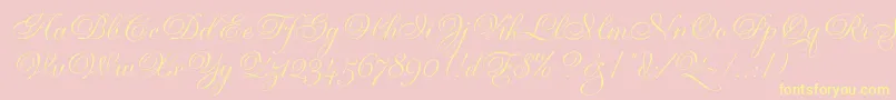 GravuraLetPlain.1.0 Font – Yellow Fonts on Pink Background