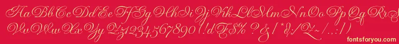 GravuraLetPlain.1.0 Font – Yellow Fonts on Red Background