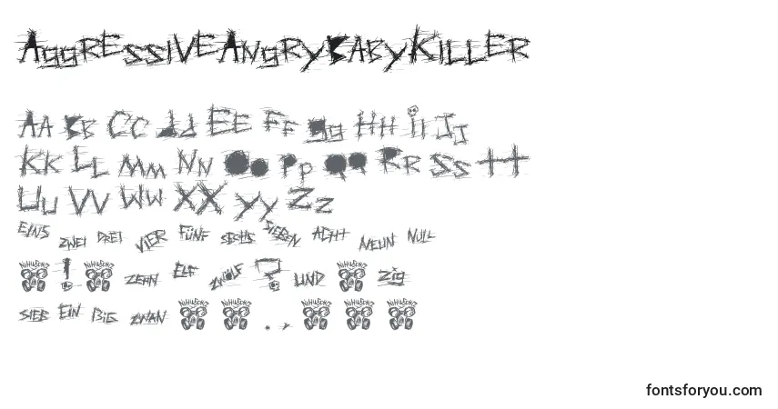 Czcionka AggressiveAngryBabyKiller – alfabet, cyfry, specjalne znaki