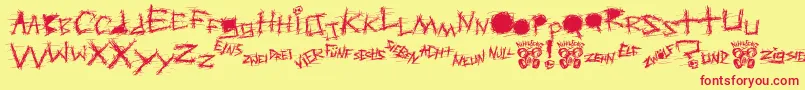 AggressiveAngryBabyKiller Font – Red Fonts on Yellow Background