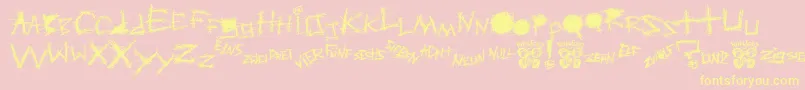 Weitere Informationen zur AggressiveAngryBabyKiller-Schriftart AggressiveAngryBabyKiller-Schriftart – Gelbe Schriften auf rosa Hintergrund