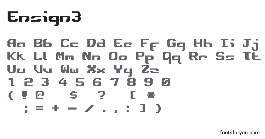 Ensign3フォント–アルファベット、数字、特殊文字