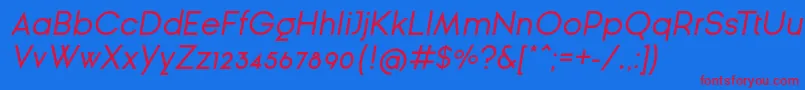 GinРІraSansOblique Font – Red Fonts on Blue Background