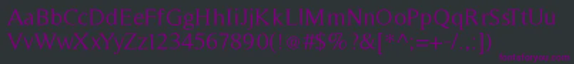 Czcionka TimelessNormal – fioletowe czcionki na czarnym tle