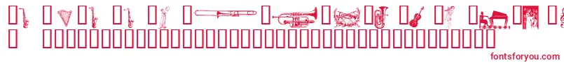 フォントWmmusic2 – 白い背景に赤い文字