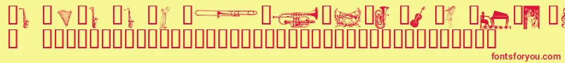 フォントWmmusic2 – 赤い文字の黄色い背景