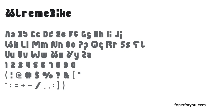 A fonte XtremeBike (86499) – alfabeto, números, caracteres especiais