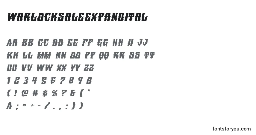A fonte Warlocksaleexpandital – alfabeto, números, caracteres especiais