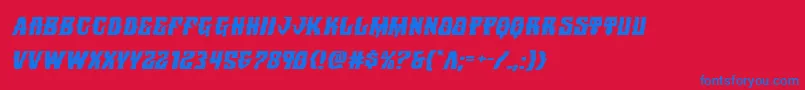 Warlocksaleexpandital-Schriftart – Blaue Schriften auf rotem Hintergrund