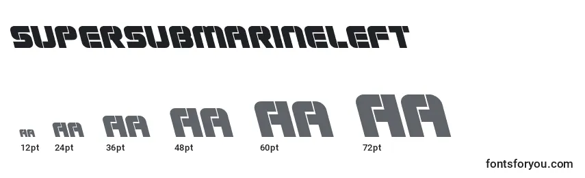 Размеры шрифта Supersubmarineleft