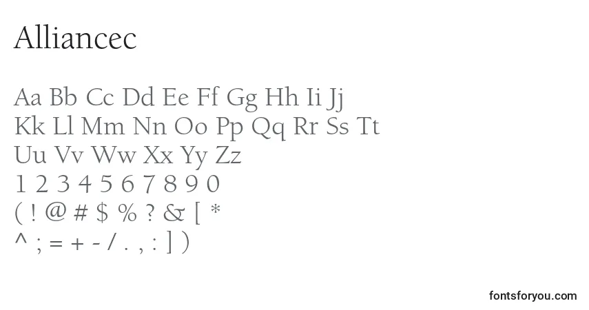 Шрифт Alliancec – алфавит, цифры, специальные символы