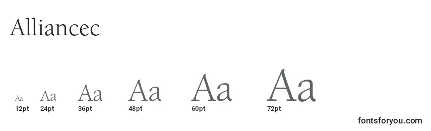 Размеры шрифта Alliancec