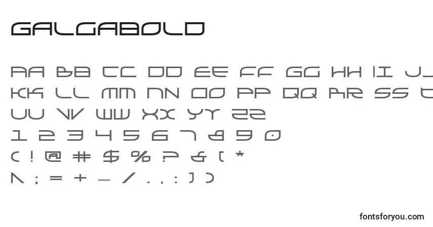 Czcionka Galgabold – alfabet, cyfry, specjalne znaki