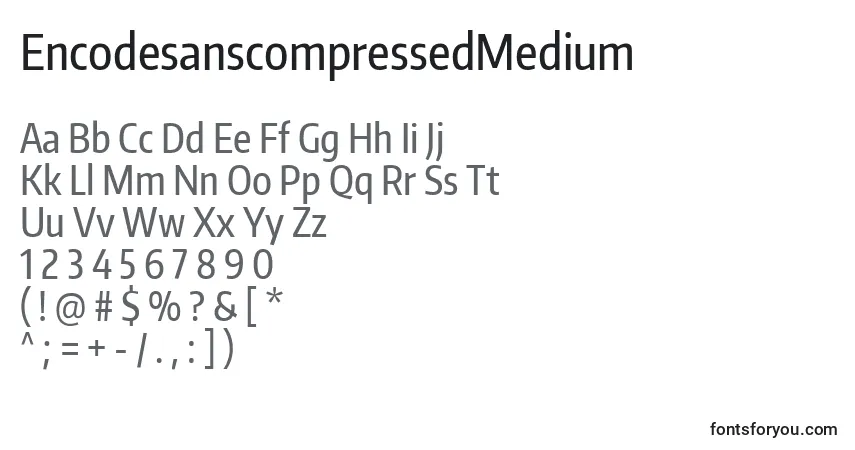 EncodesanscompressedMedium-fontti – aakkoset, numerot, erikoismerkit
