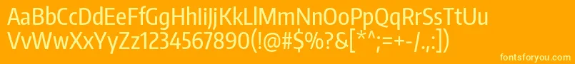 EncodesanscompressedMedium-Schriftart – Gelbe Schriften auf orangefarbenem Hintergrund