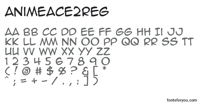 A fonte Animeace2Reg (86505) – alfabeto, números, caracteres especiais