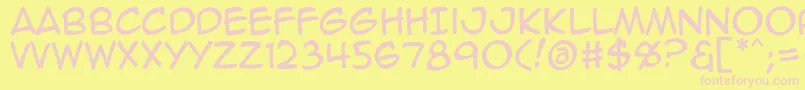 Animeace2Reg-Schriftart – Rosa Schriften auf gelbem Hintergrund