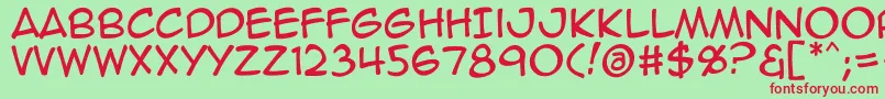 Animeace2Reg-fontti – punaiset fontit vihreällä taustalla