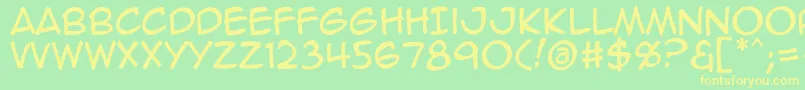 Animeace2Reg Font – Yellow Fonts on Green Background