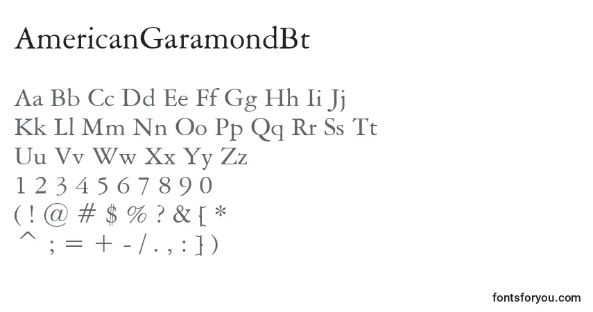 Fuente AmericanGaramondBt - alfabeto, números, caracteres especiales