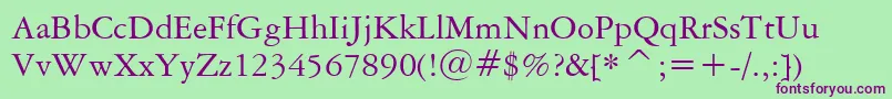 AmericanGaramondBt Font – Purple Fonts on Green Background