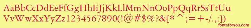 AmericanGaramondBt Font – Red Fonts on Yellow Background