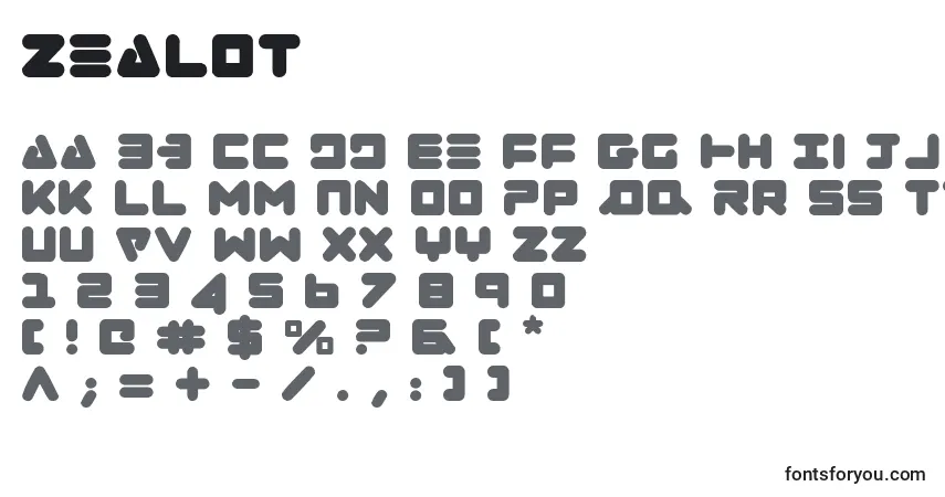 Шрифт Zealot – алфавит, цифры, специальные символы