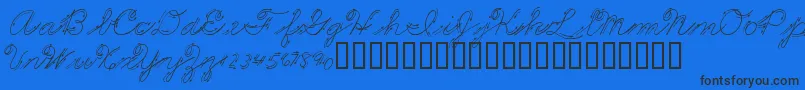 PremiersMotsScript-Schriftart – Schwarze Schriften auf blauem Hintergrund