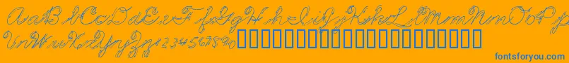 PremiersMotsScript Font – Blue Fonts on Orange Background