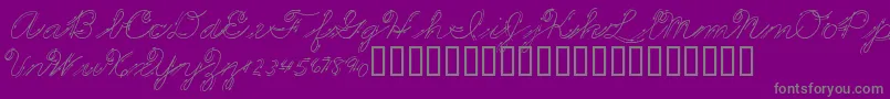 PremiersMotsScript-Schriftart – Graue Schriften auf violettem Hintergrund