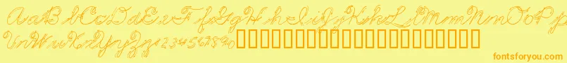 PremiersMotsScript Font – Orange Fonts on Yellow Background